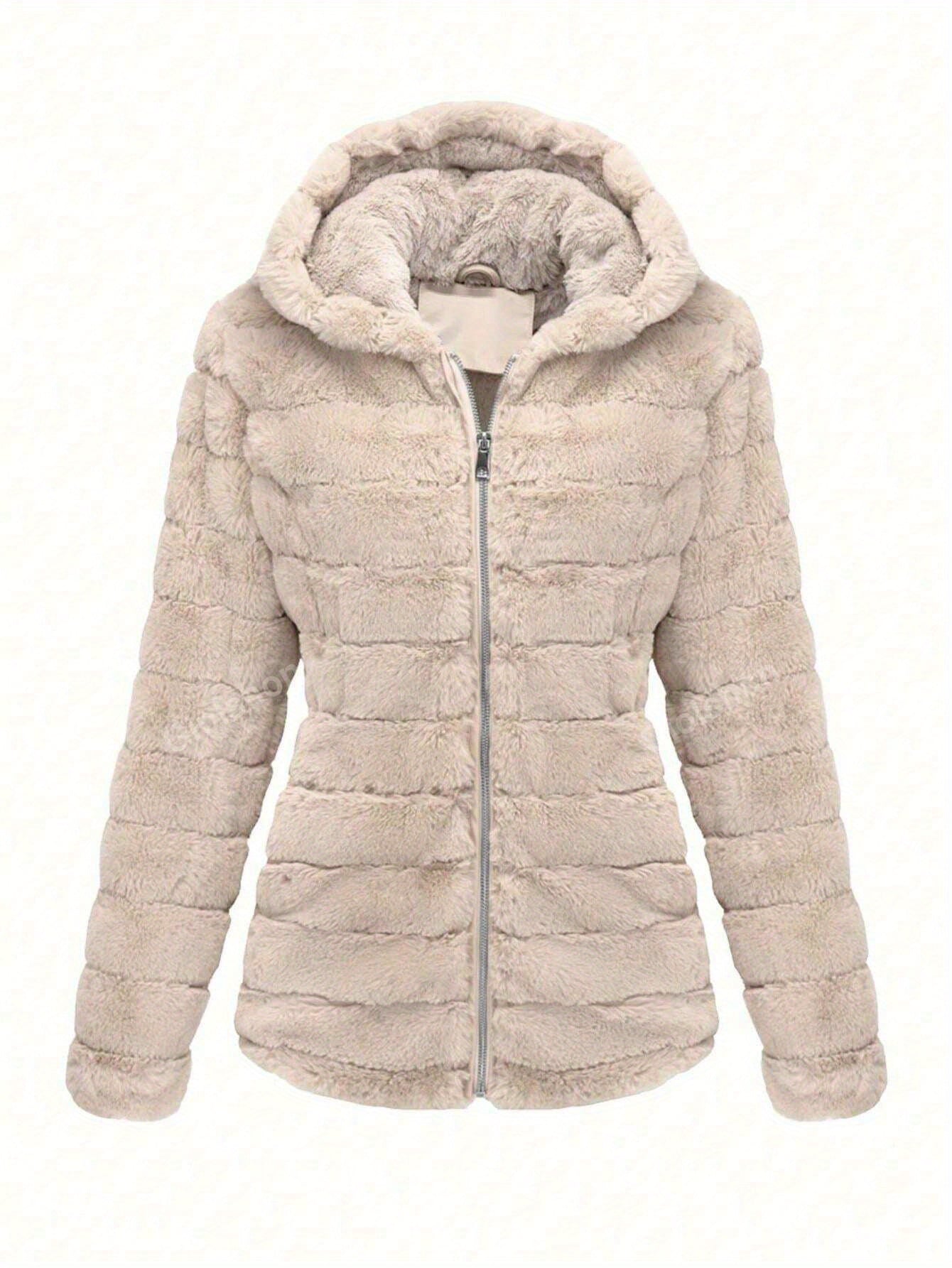 Dames stijlvolle beige fleece jas