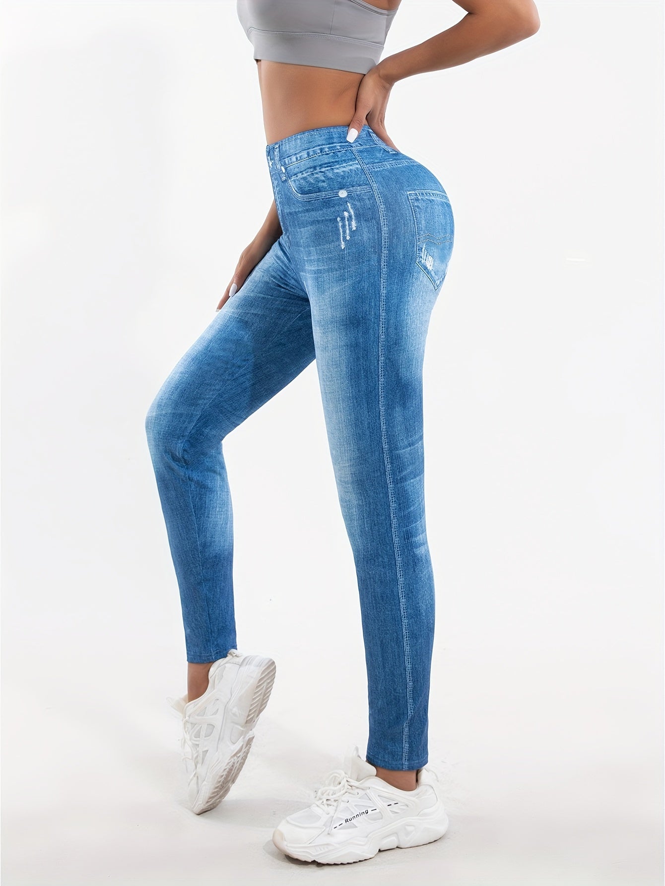 Dames hoge taille skinny jeans met stretch