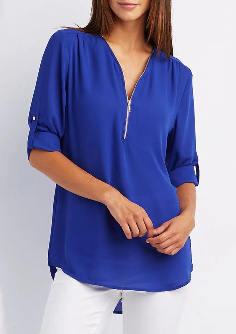 Dames blouse met ritssluiting