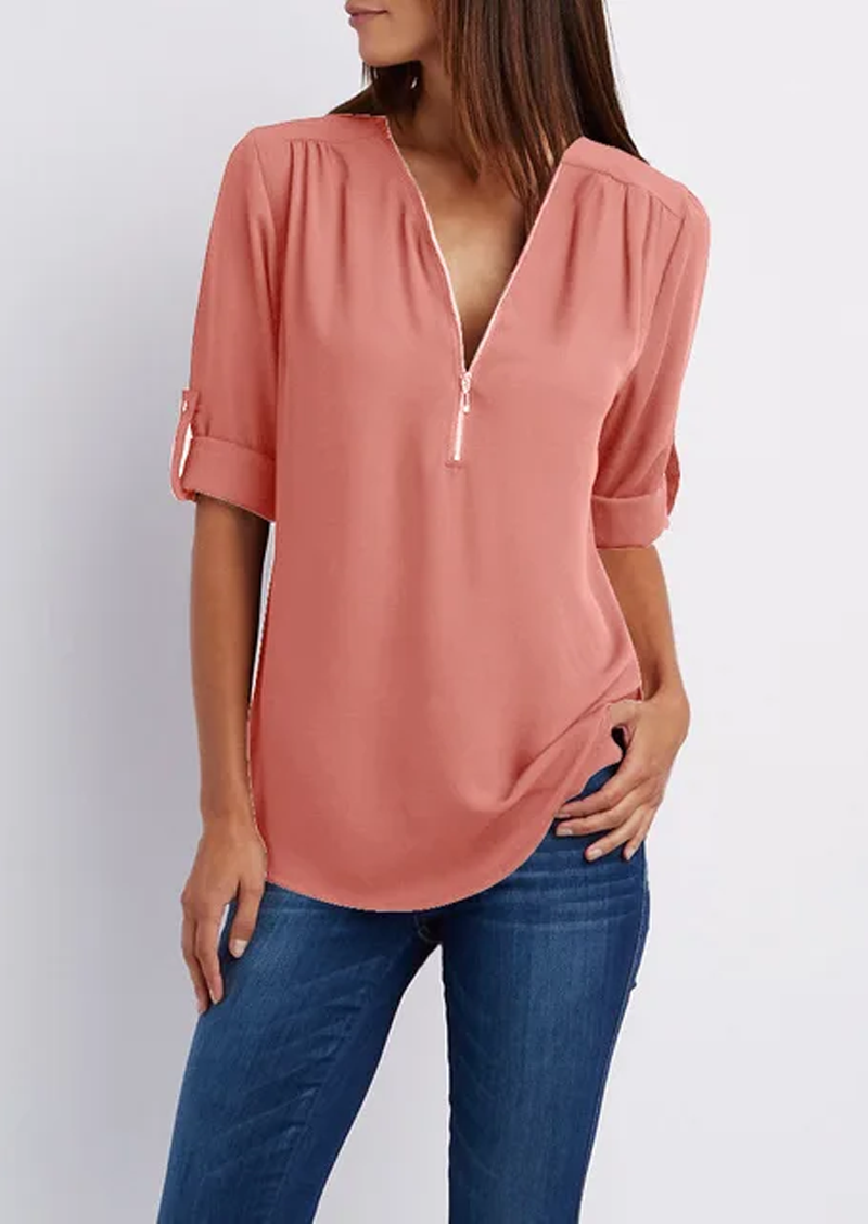 Dames blouse met ritssluiting