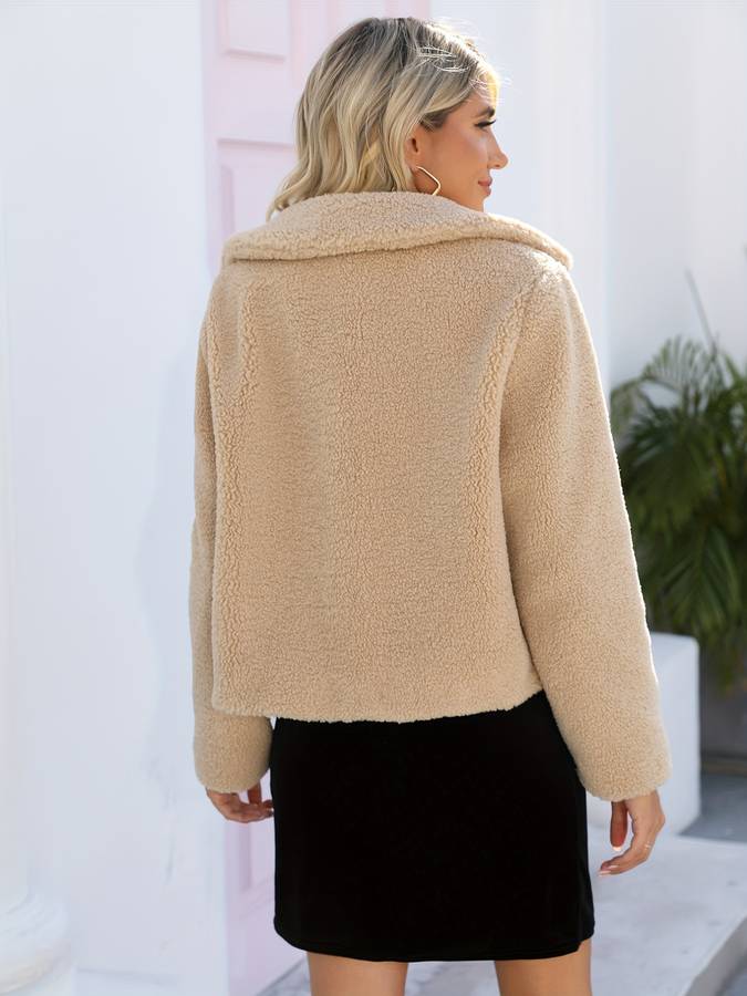 Dames Wollen beige Winterjas