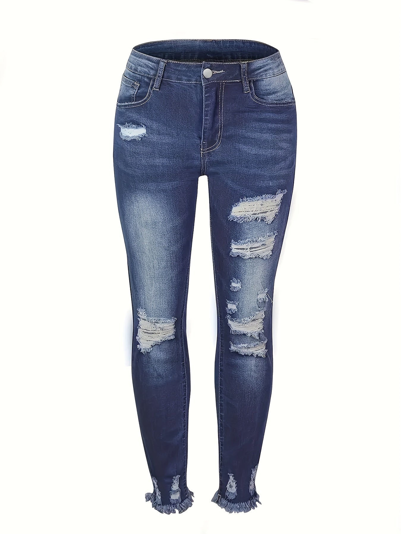 Dames skinny denim jeans met gescheurde details