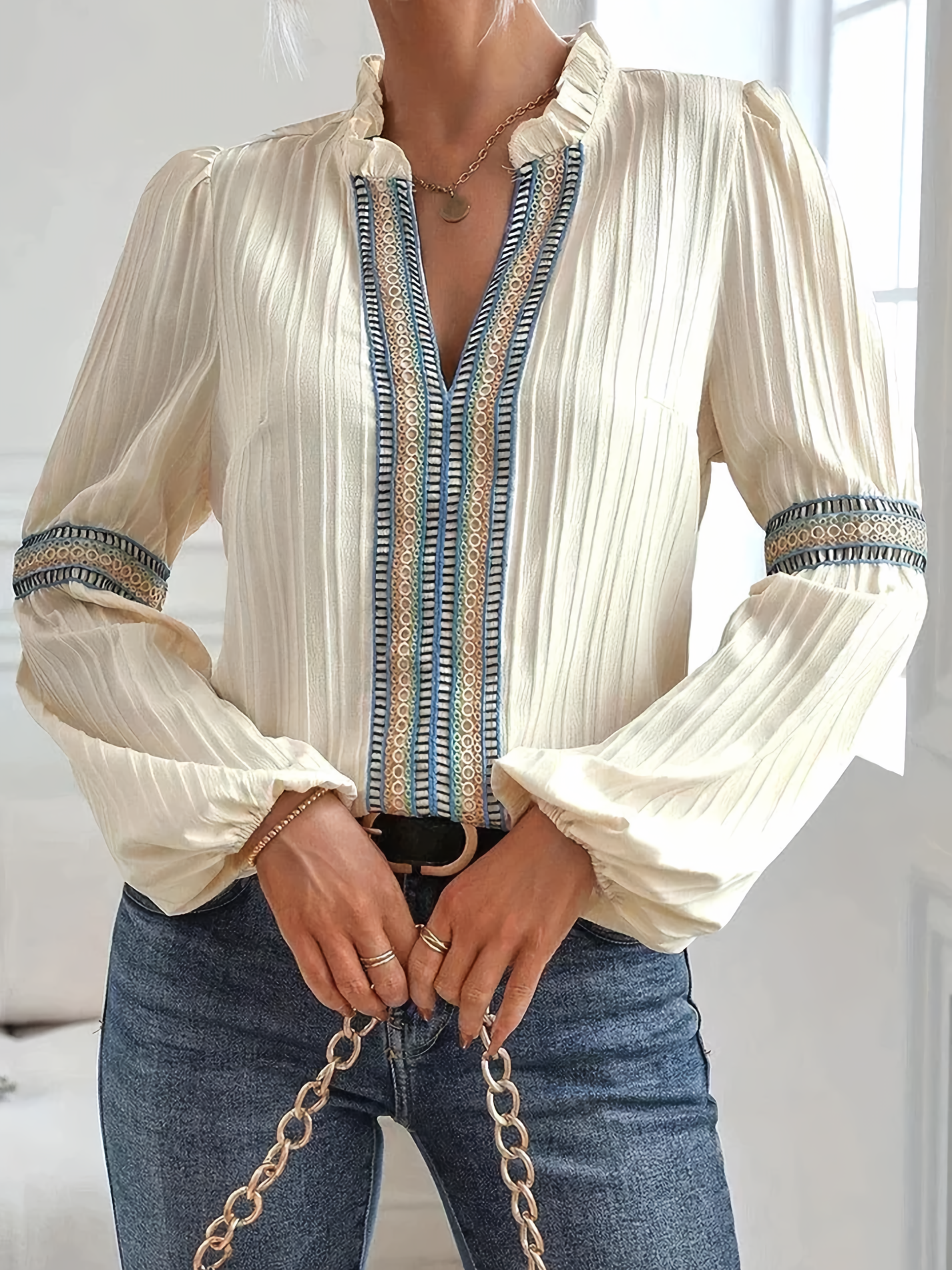 Dames elegante beige blouse