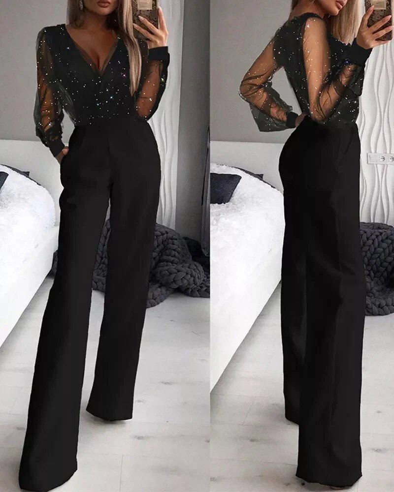 Dames stijlvolle glitter jumpsuit