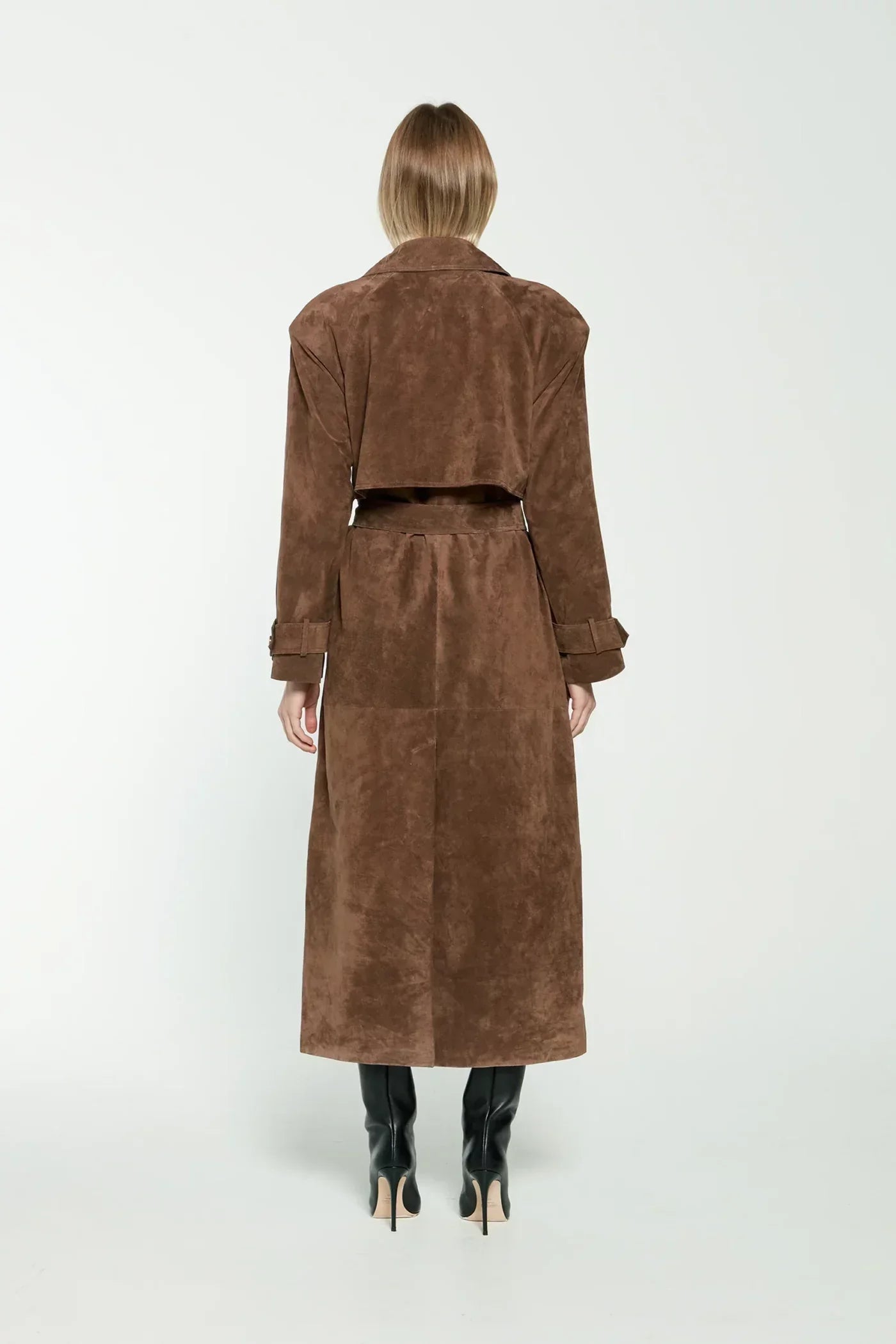 Dames Bruine Suède Winter Trenchcoat