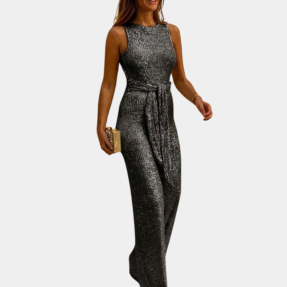 Dames glitter jumpsuit met tailleband