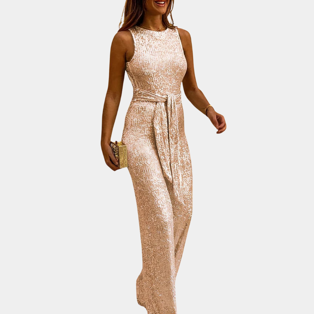 Dames glitter jumpsuit met tailleband