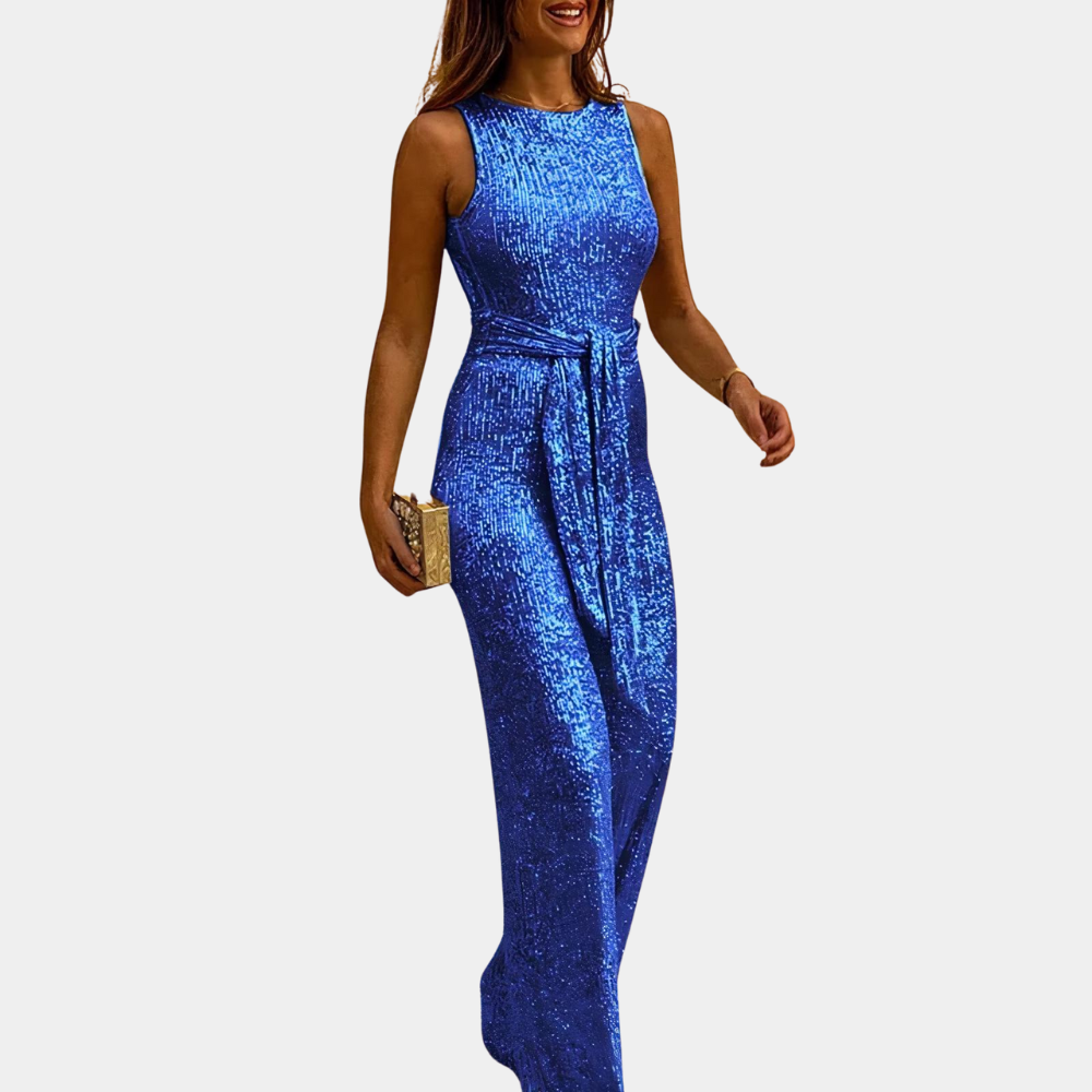 Dames glitter jumpsuit met tailleband