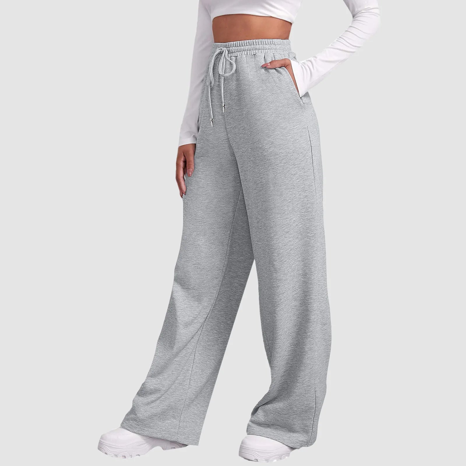 Dames comfortabele joggingbroek met wijde pijpen