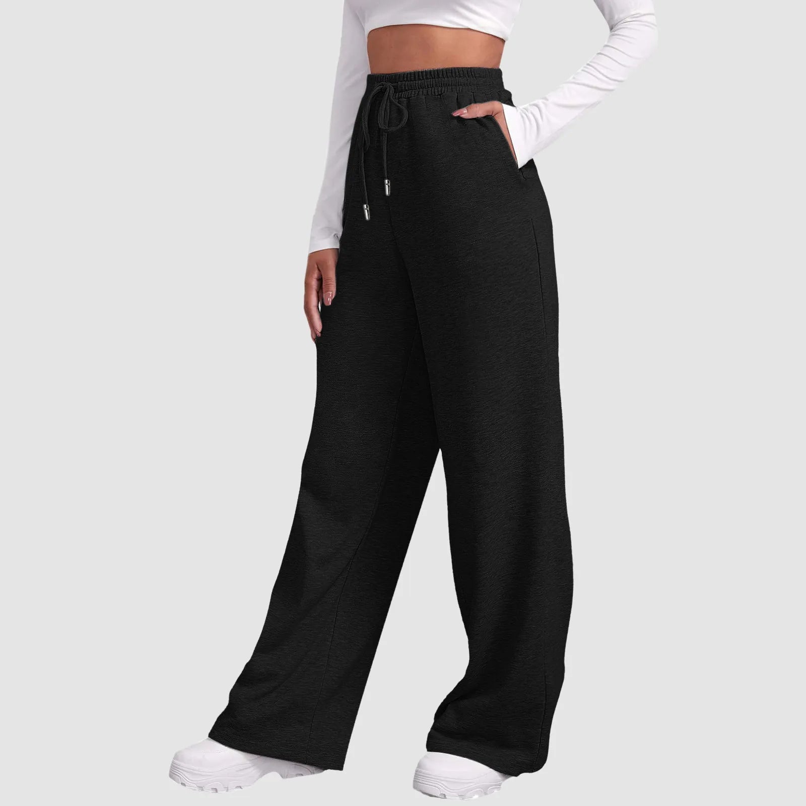 Dames comfortabele joggingbroek met wijde pijpen