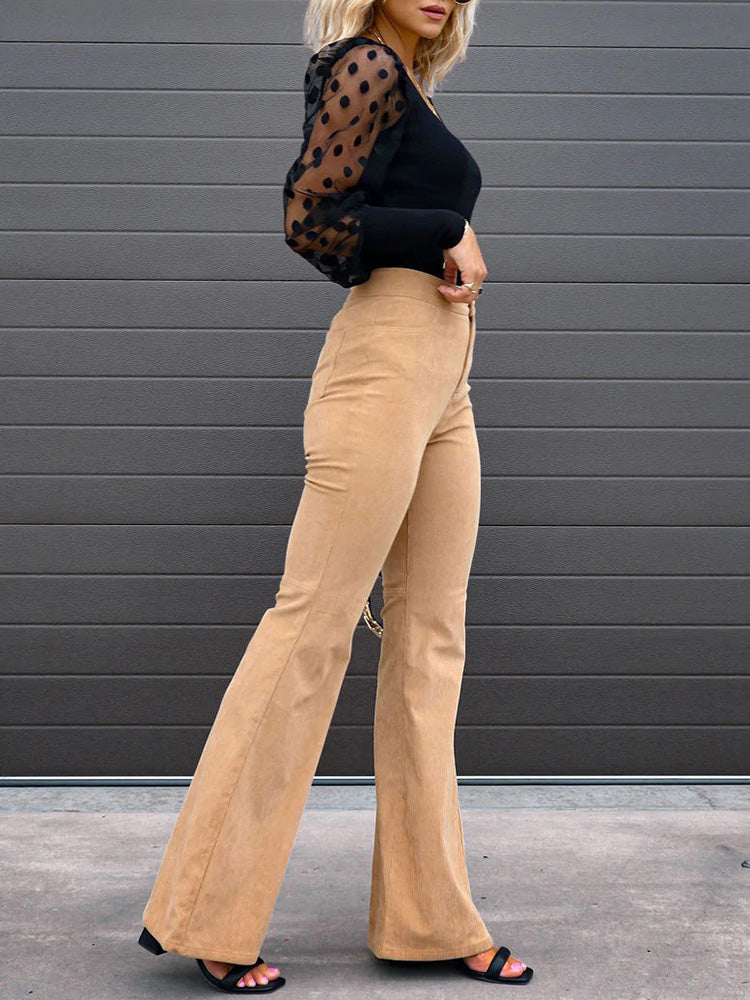 Dames flared broek met hoge taille