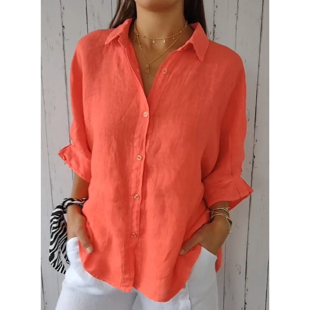 Dames elegante zomerblouse met knoopsluiting