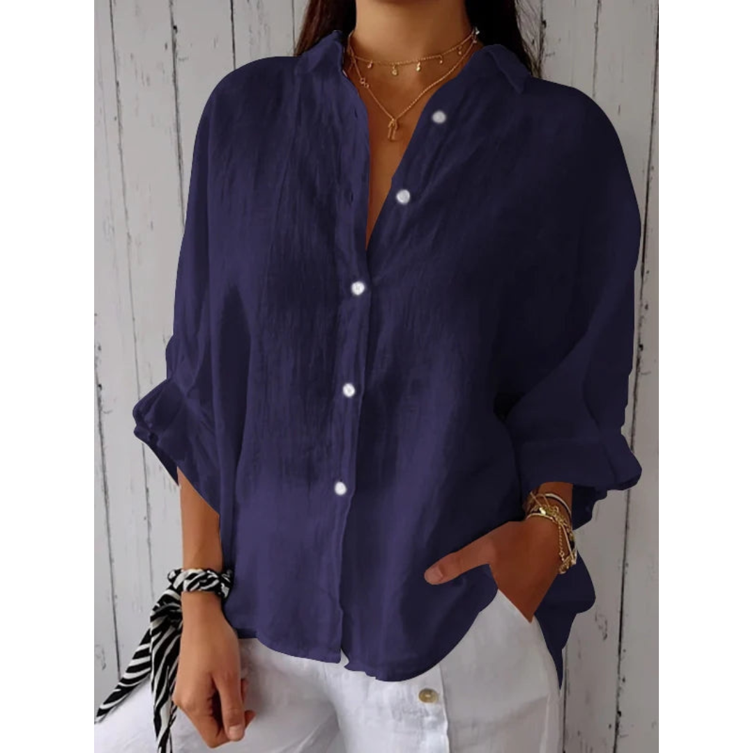 Dames elegante zomerblouse met knoopsluiting