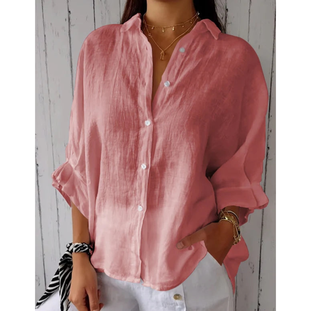 Dames elegante zomerblouse met knoopsluiting