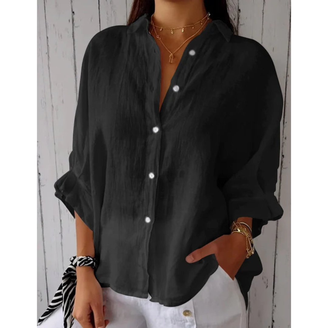 Dames elegante zomerblouse met knoopsluiting