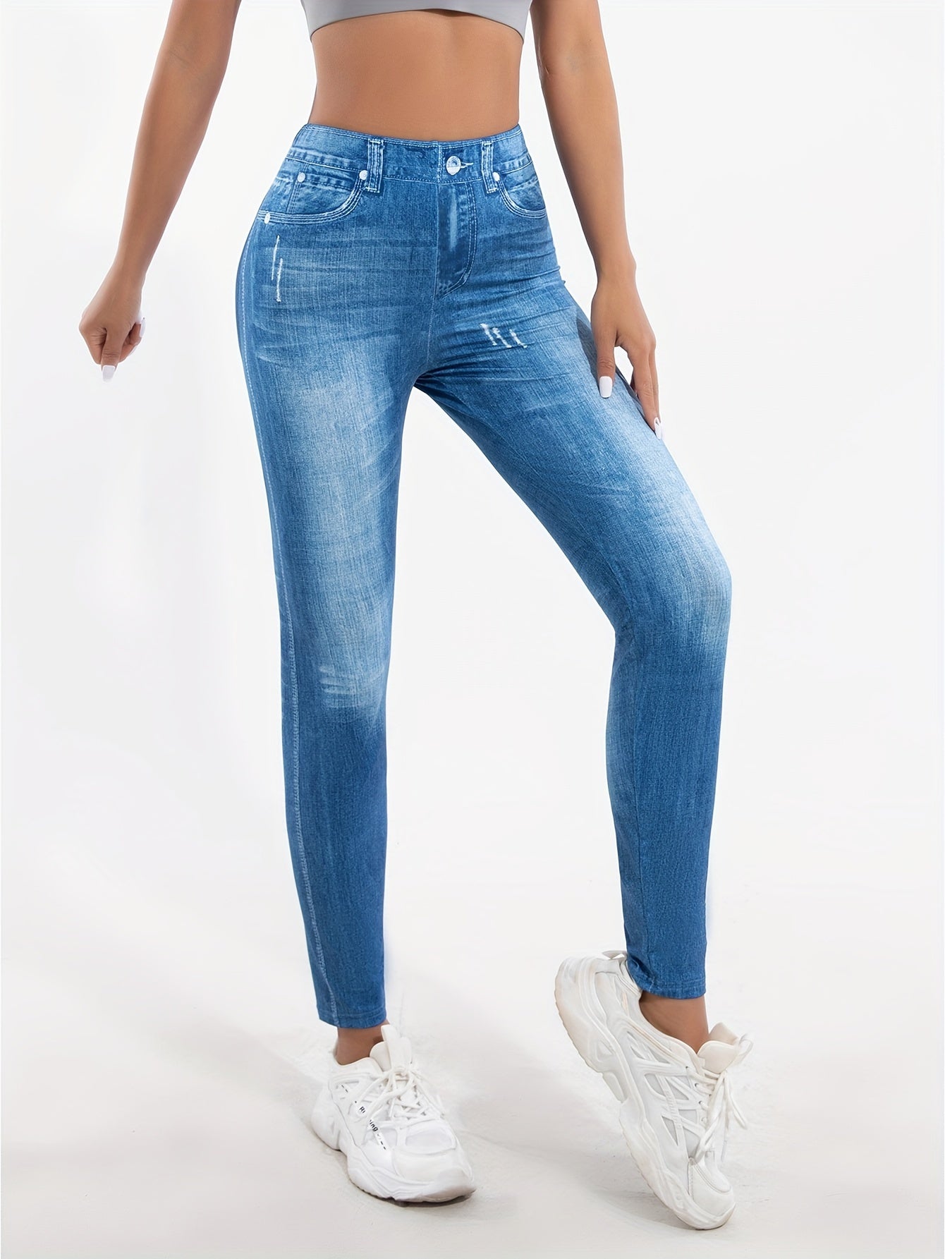 Dames hoge taille skinny jeans met stretch