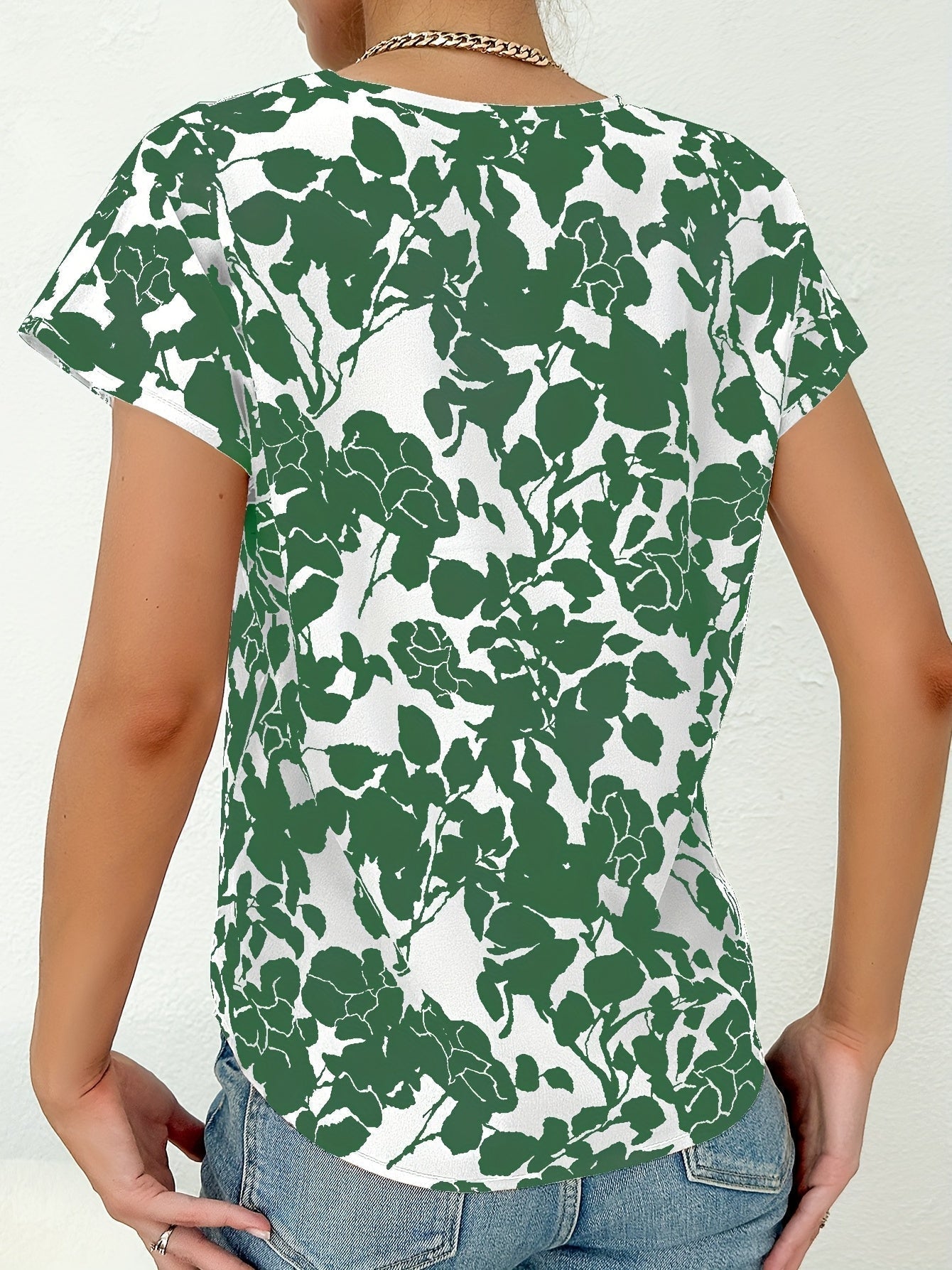 Dames bloemenprint blouse met v-hals