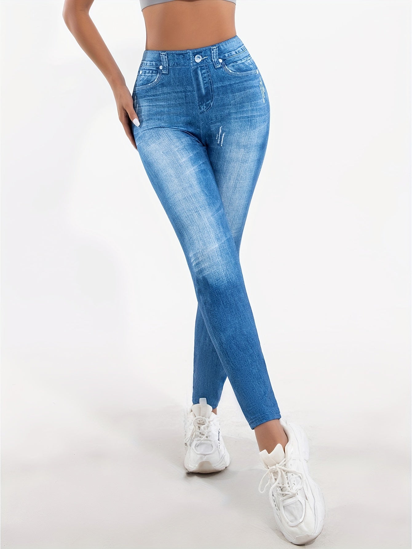 Dames hoge taille skinny jeans met stretch